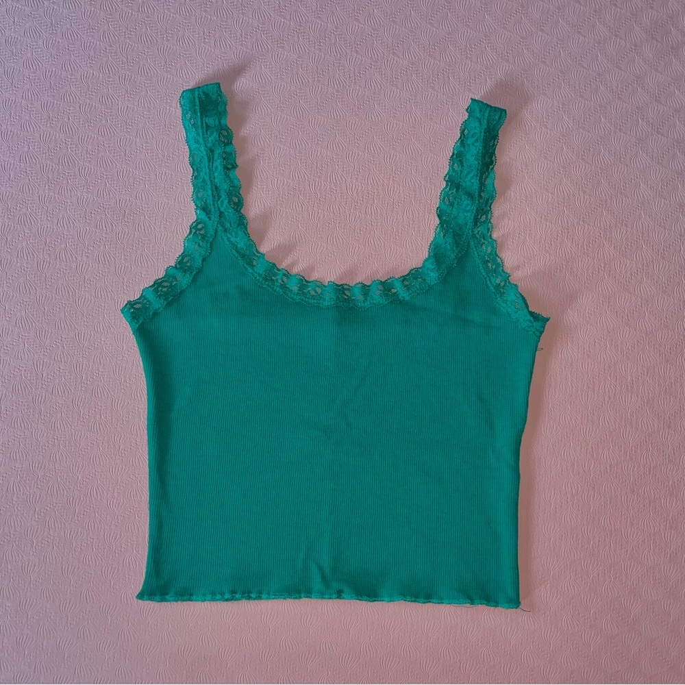 Cotton On Green Lace Cropped Tank Top